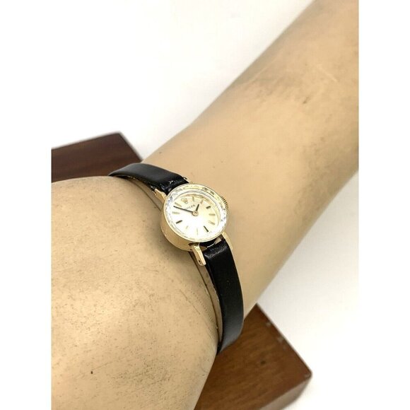 Rolex Women\'s Watch Cocktail Vintage Swiss Hand Wind 14k Gold Case 15mm Petite main image 10